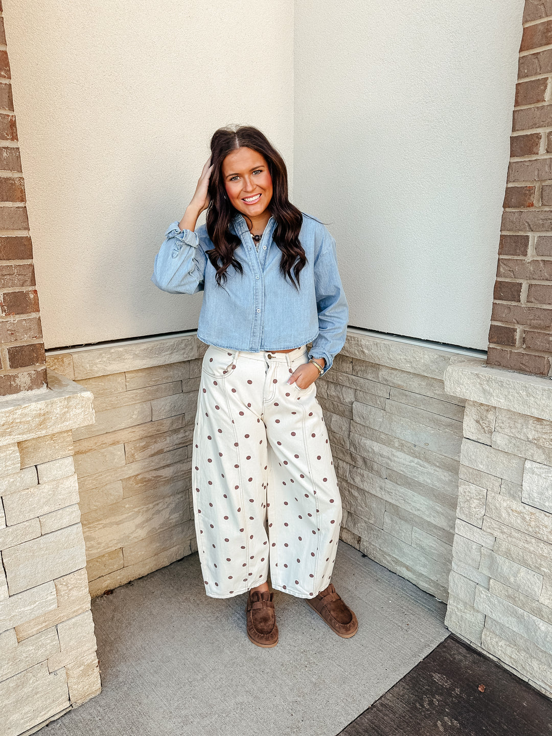 Polka Dot Barrel Jeans
