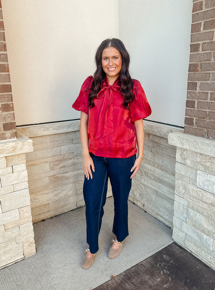 Classy Red Bow Top