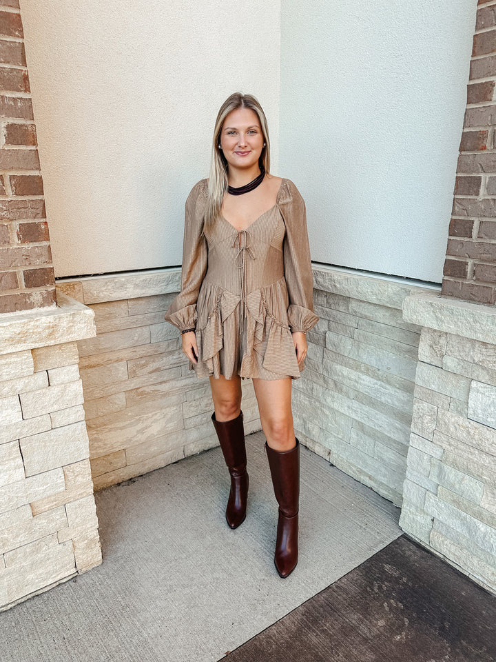 Taupe Ruffle Romper