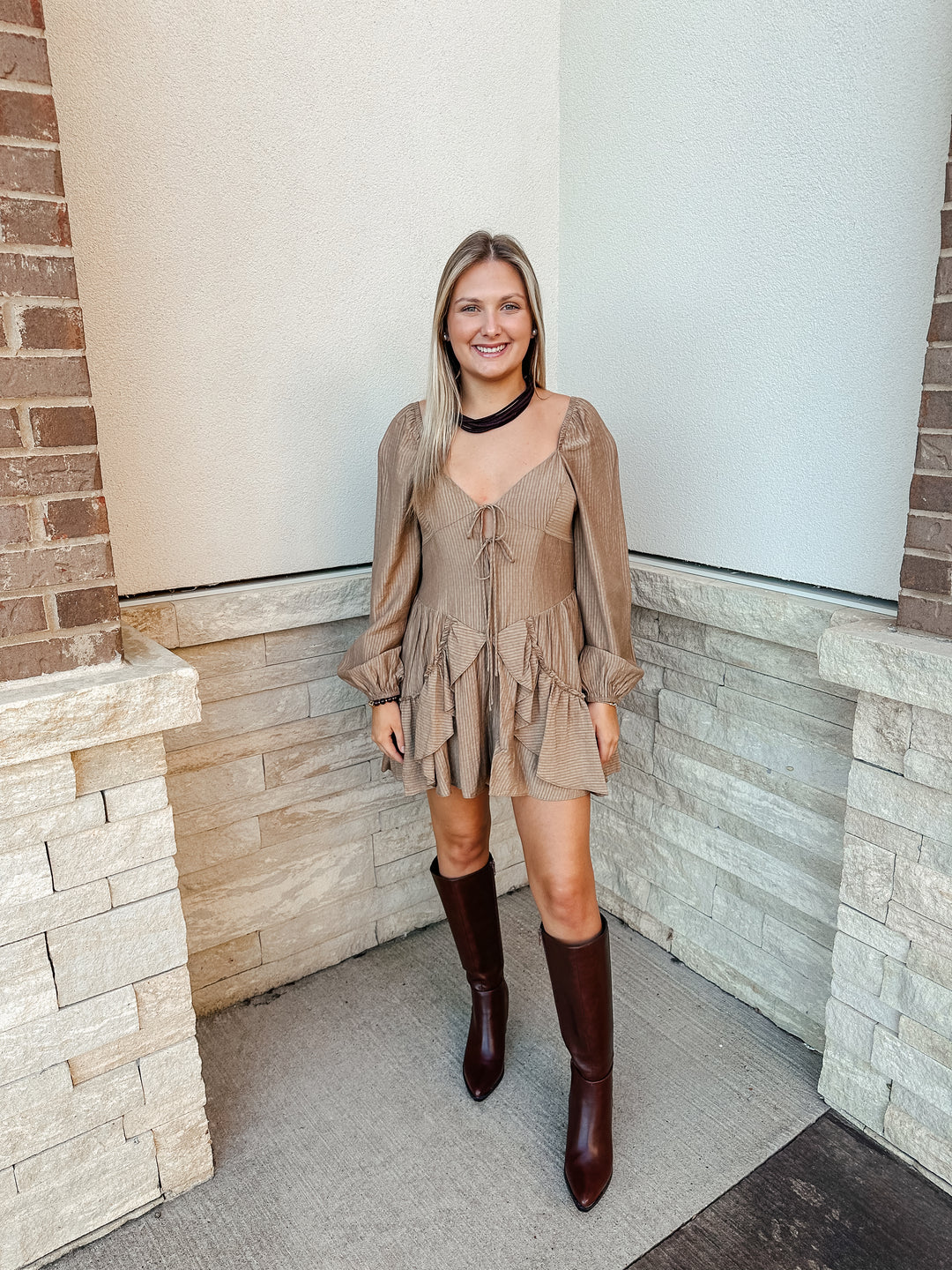 Taupe Ruffle Romper