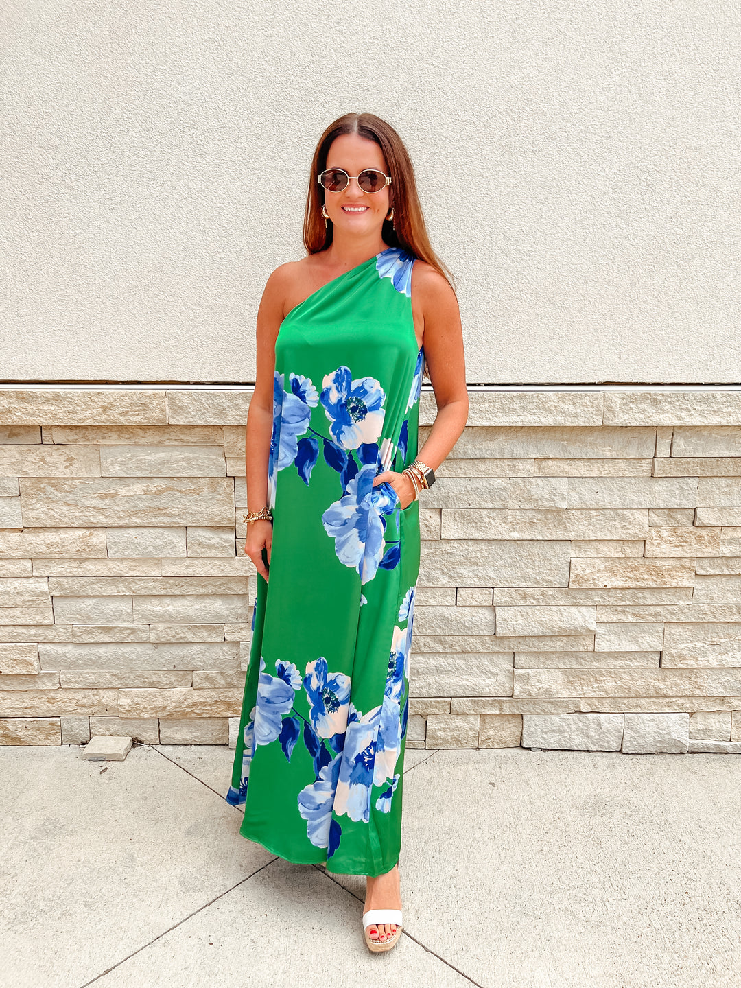 Glena Floral One Shoulder Maxi Dress