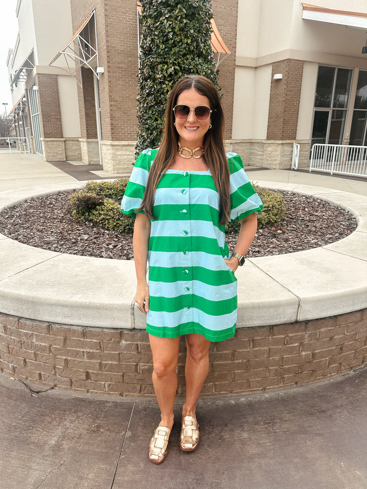 Set in Stripes Dress: Green