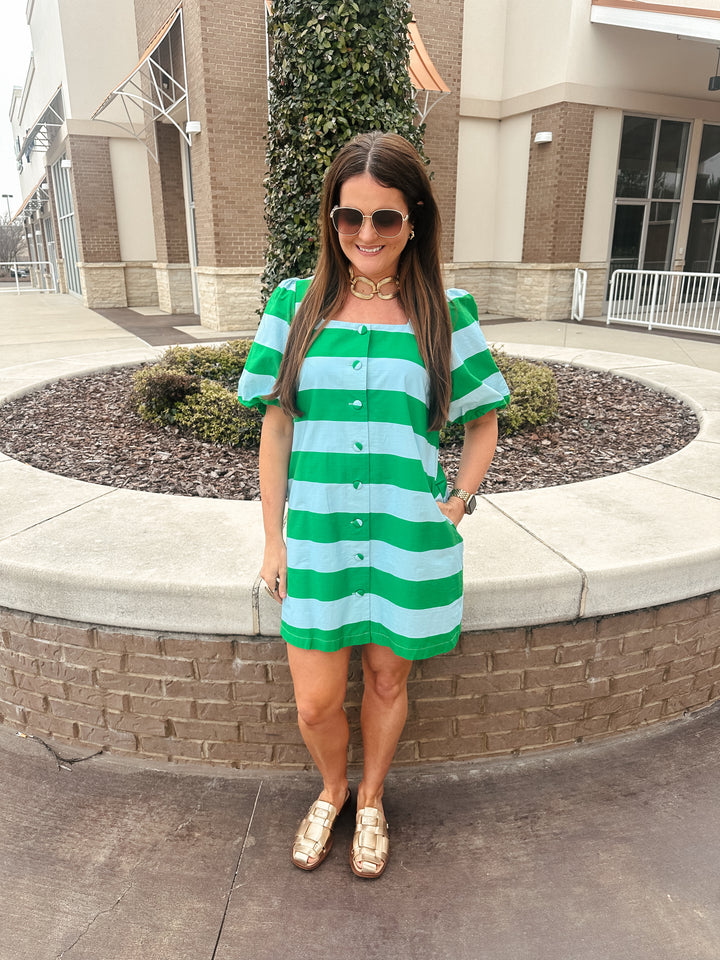 Set in Stripes Dress: Green