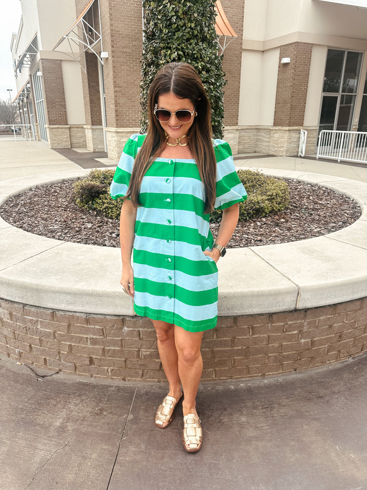 Set in Stripes Dress: Green
