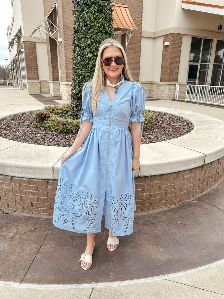 It's a Date Midi Dress: Lt Blue
