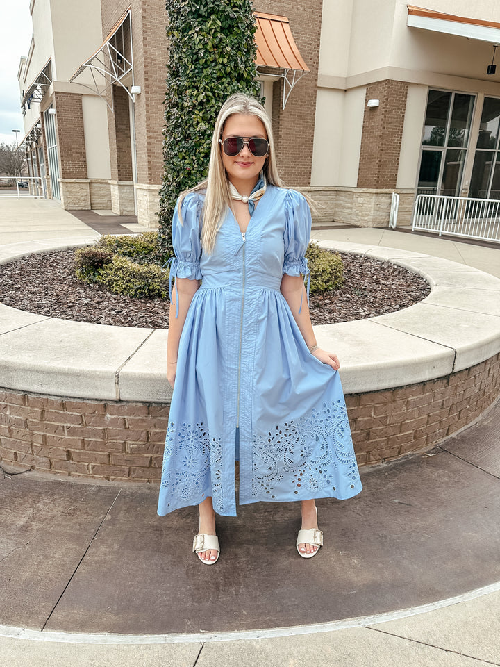 It's a Date Midi Dress: Lt Blue