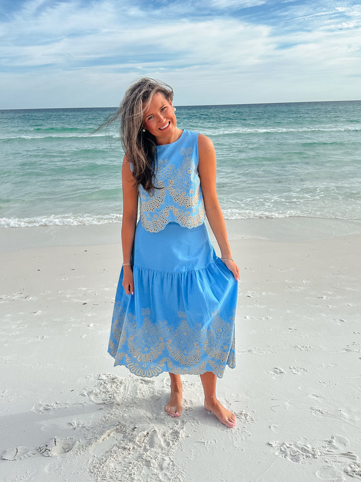 Summer Eyelet Set Skirt