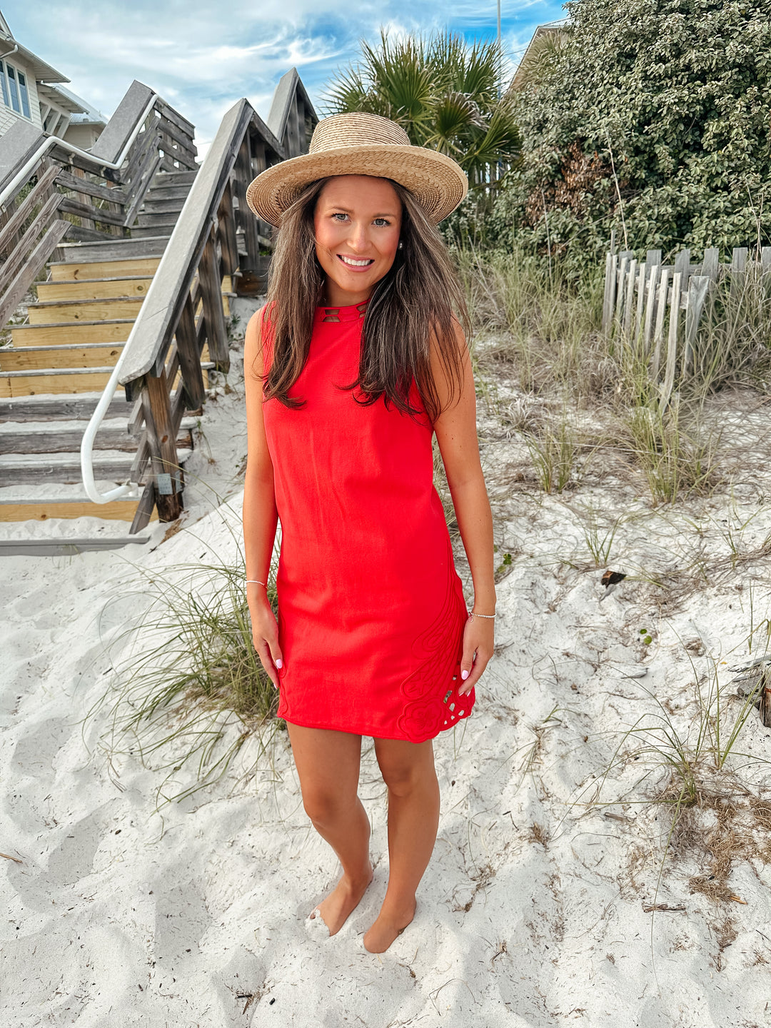 Palmetto Embroidered Mini Dress