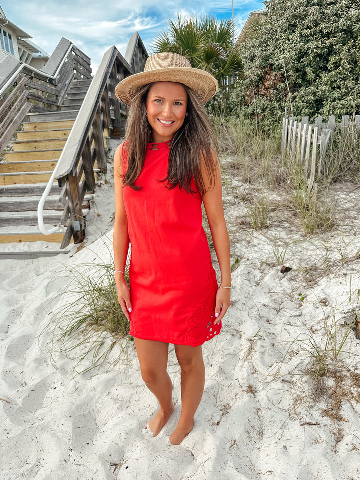 Palmetto Embroidered Mini Dress