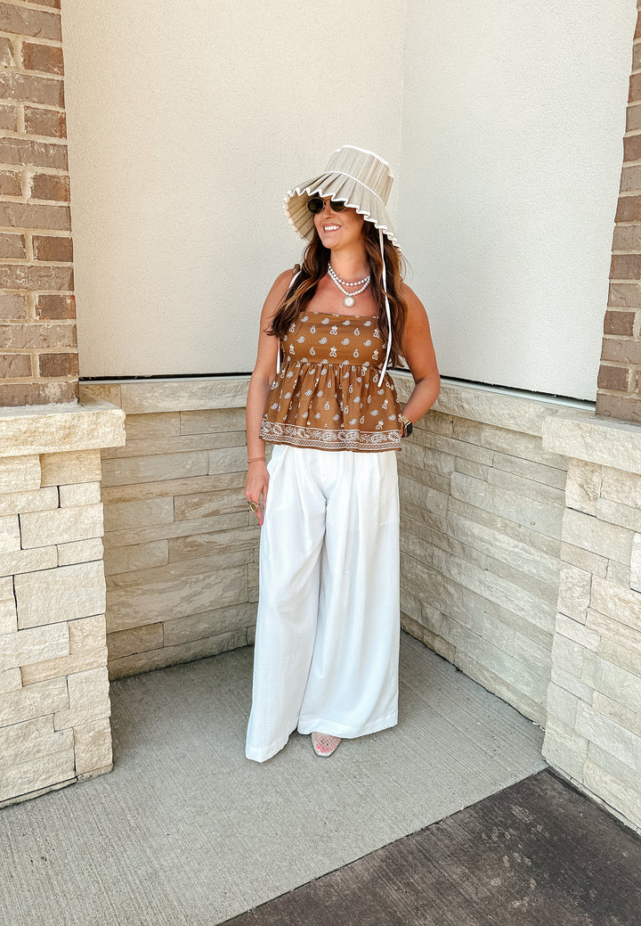 Brown Paisley Print Top