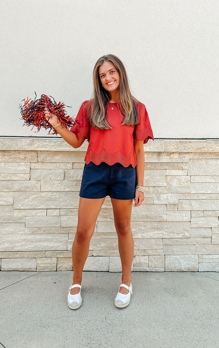 Rust Scallop Top
