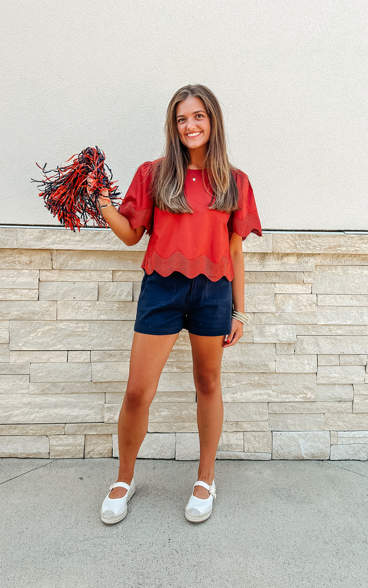 Rust Scallop Top