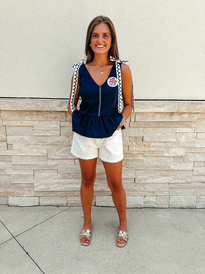 Toni Scallop Embroidery Top