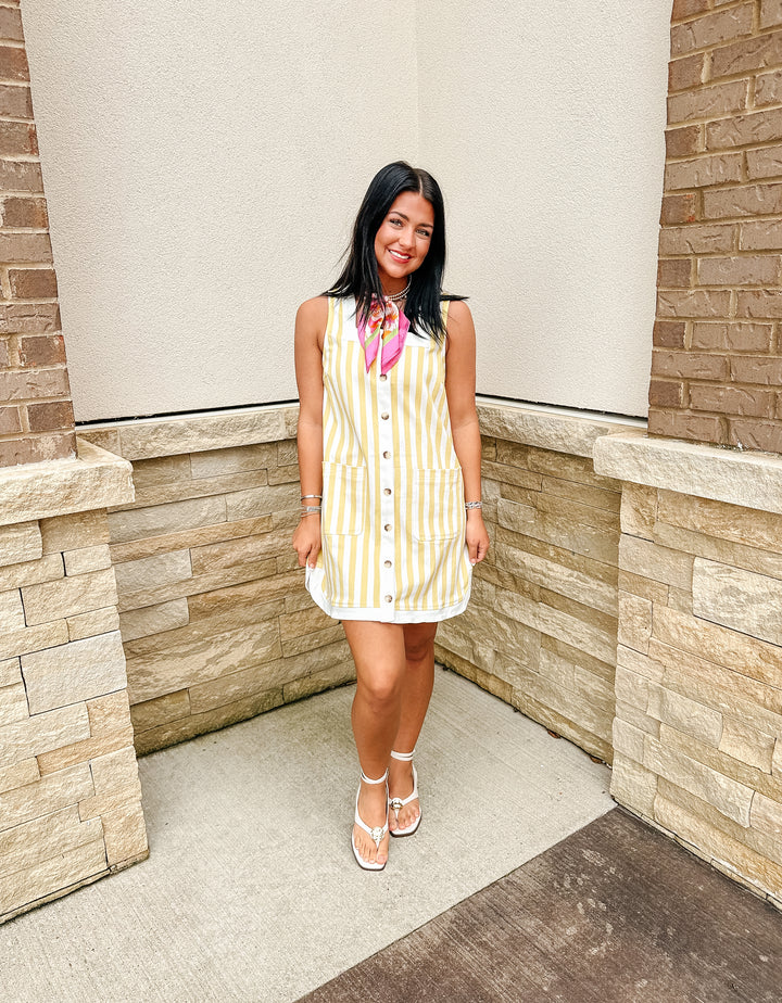 Lemon Striped Denim Dress