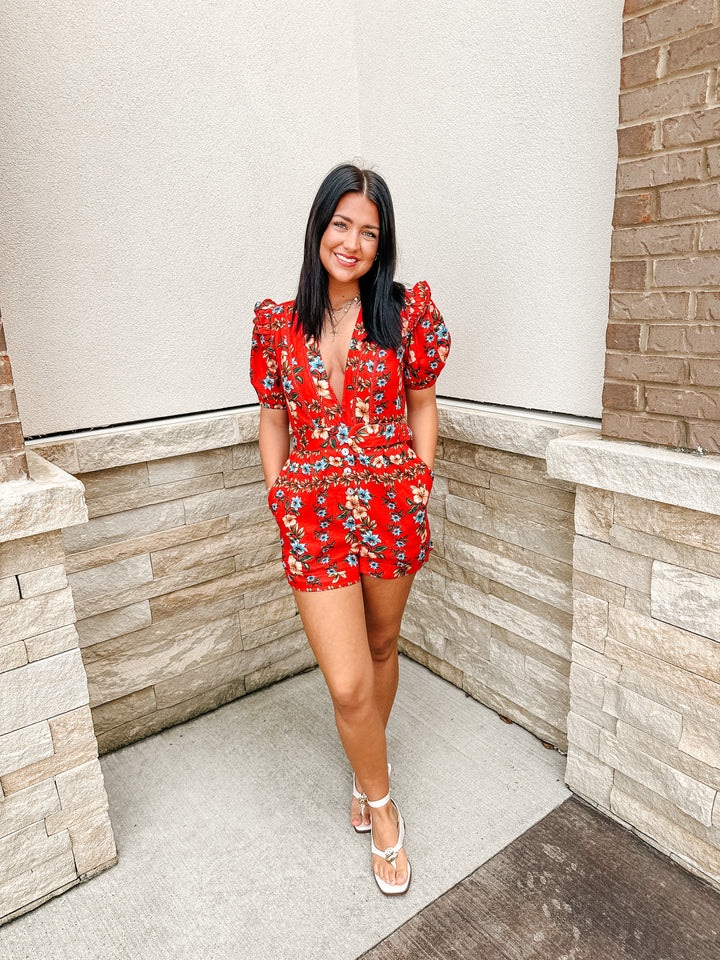 Rio De Flora Belted Romper
