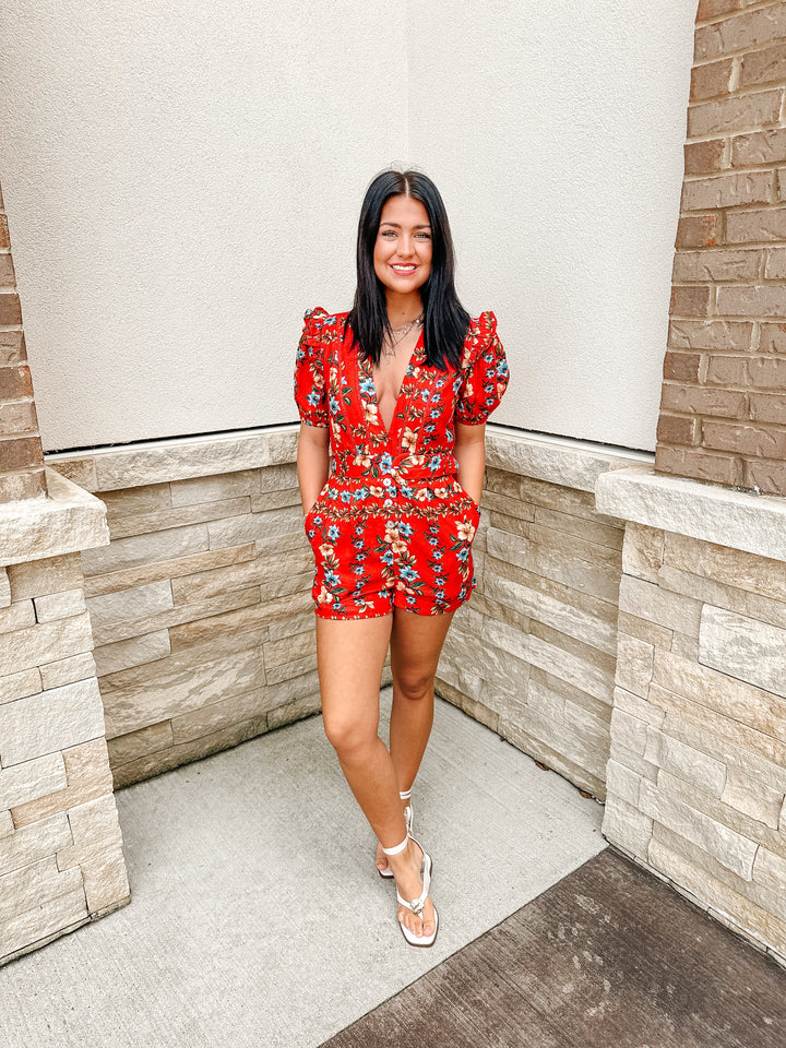 Rio De Flora Belted Romper