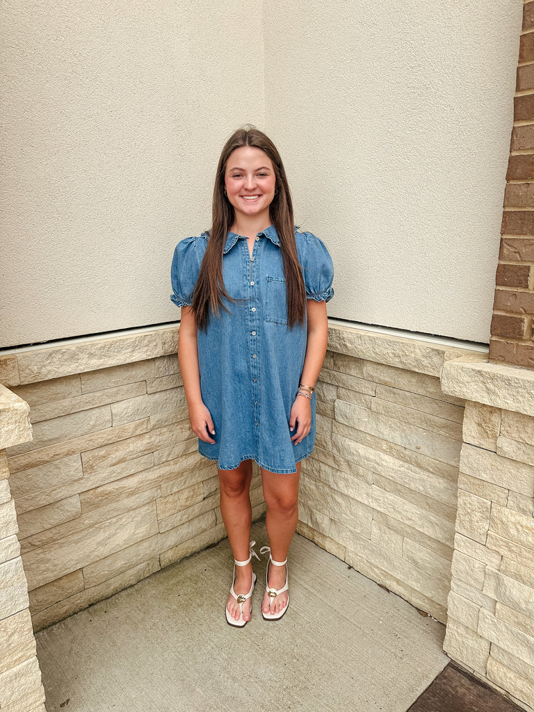 Denim Peter Pan Collar Mini Dress