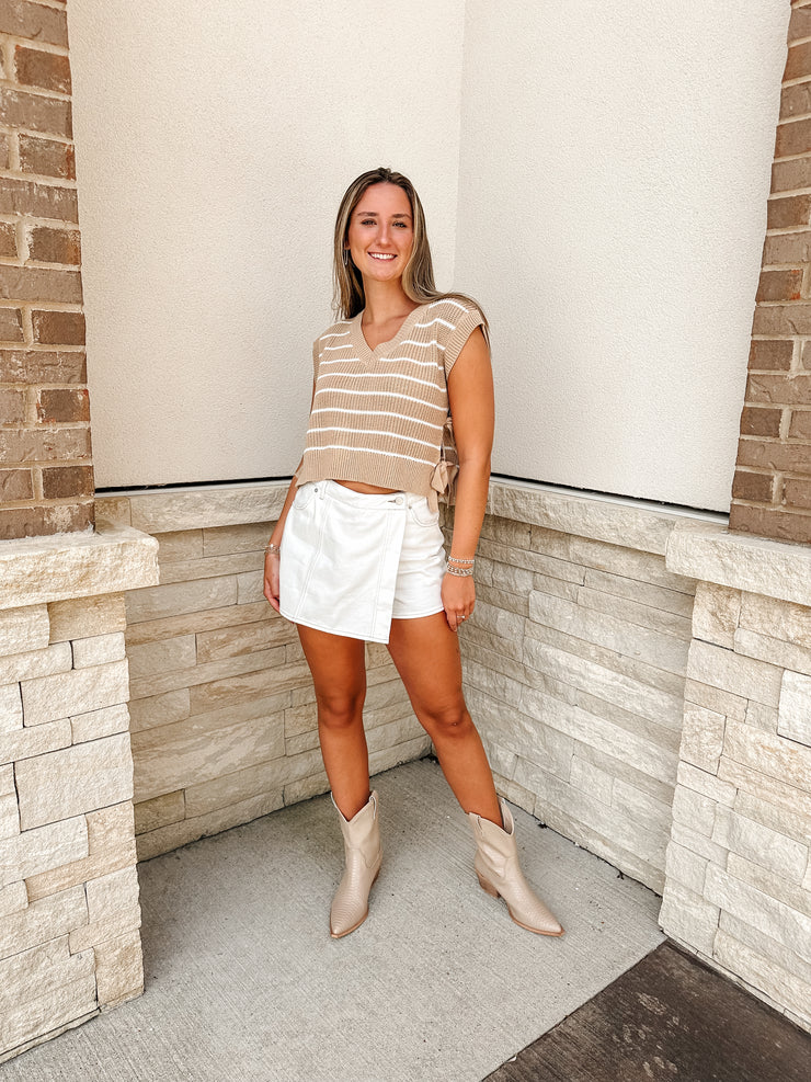 Off White Denim Wrap Skort