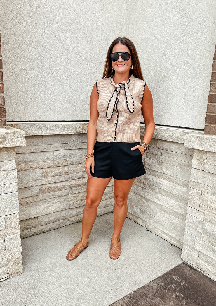 Karly Knit Sleeveless Sweater: Taupe