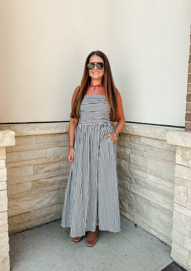 Black Striped Midi Dress