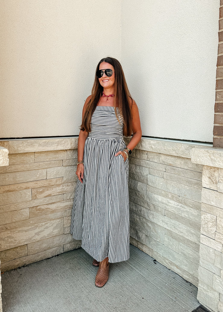 Black Striped Midi Dress