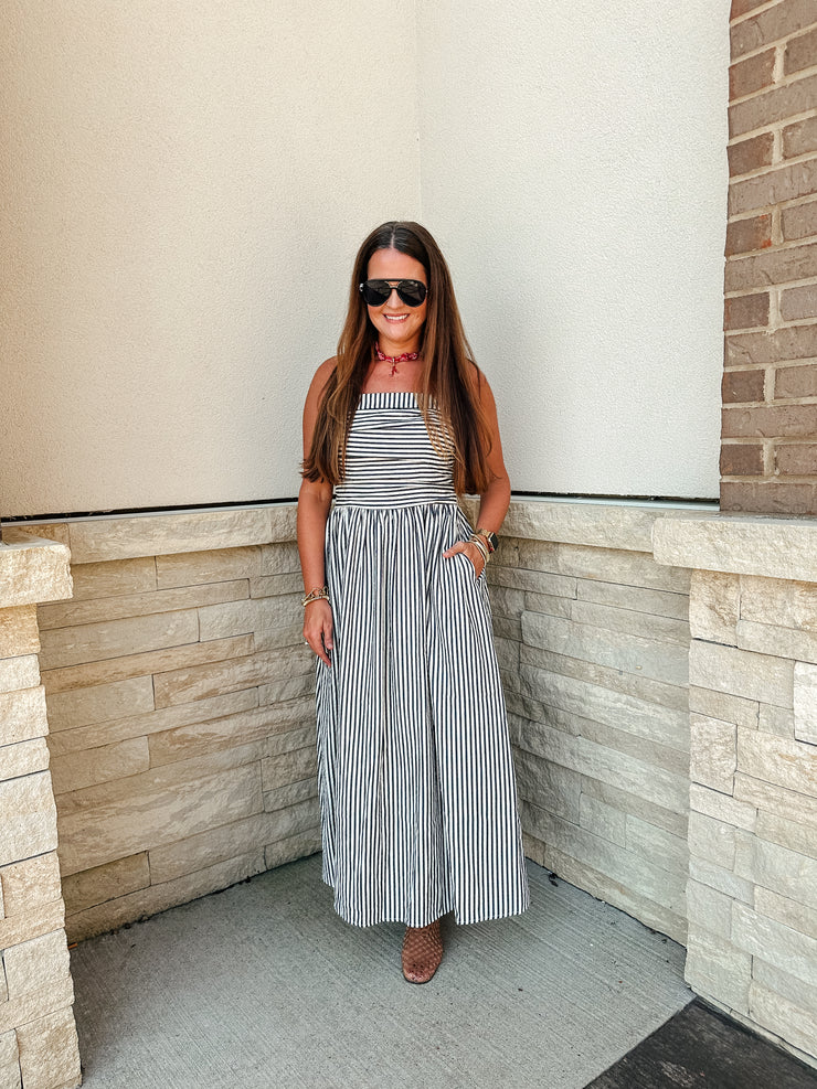 Black Striped Midi Dress