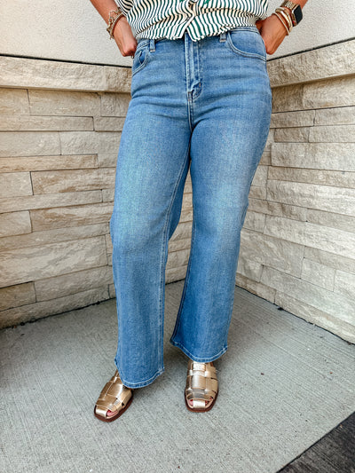Slim Wide Leg- Medium Denim