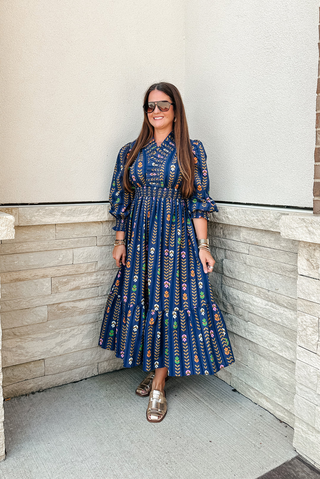 Midnight  Floral Printed Midi Dress