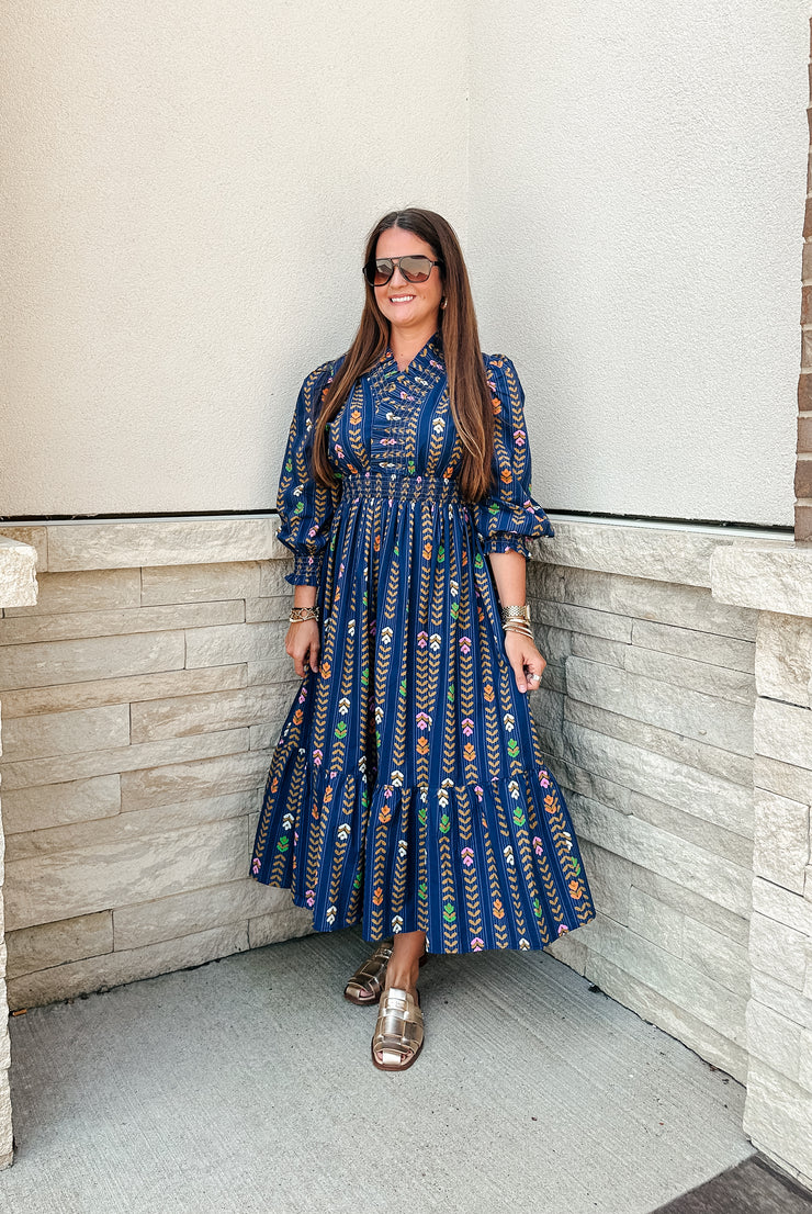 Midnight  Floral Printed Midi Dress