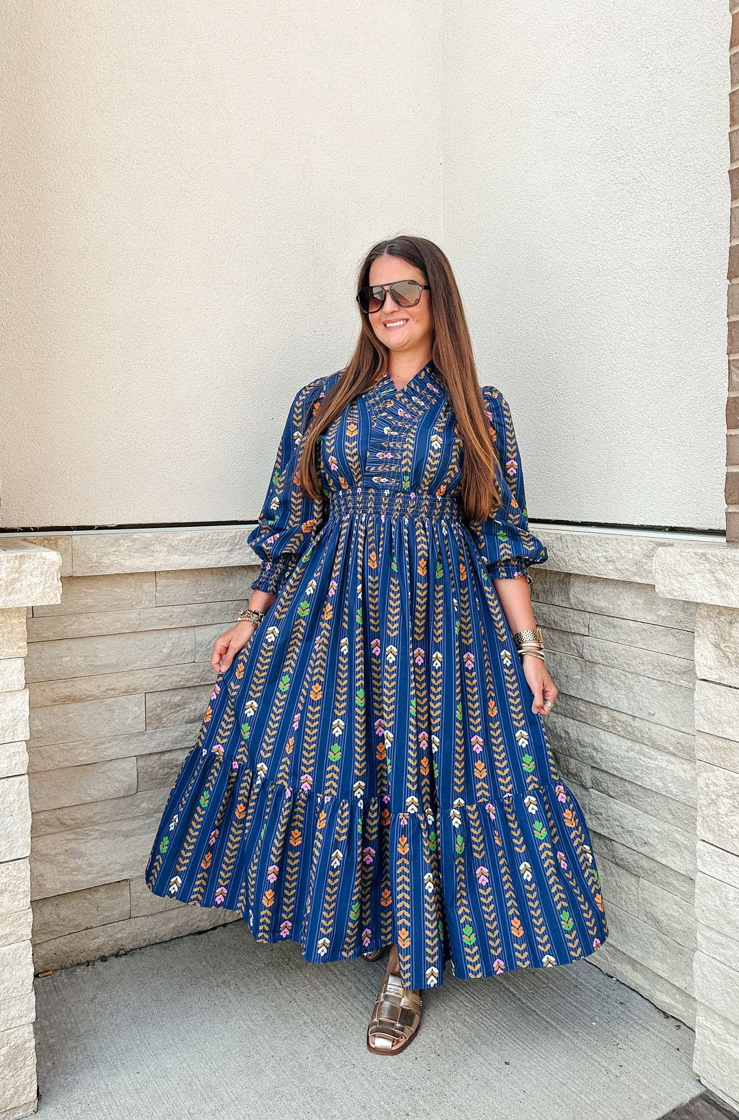 Midnight  Floral Printed Midi Dress