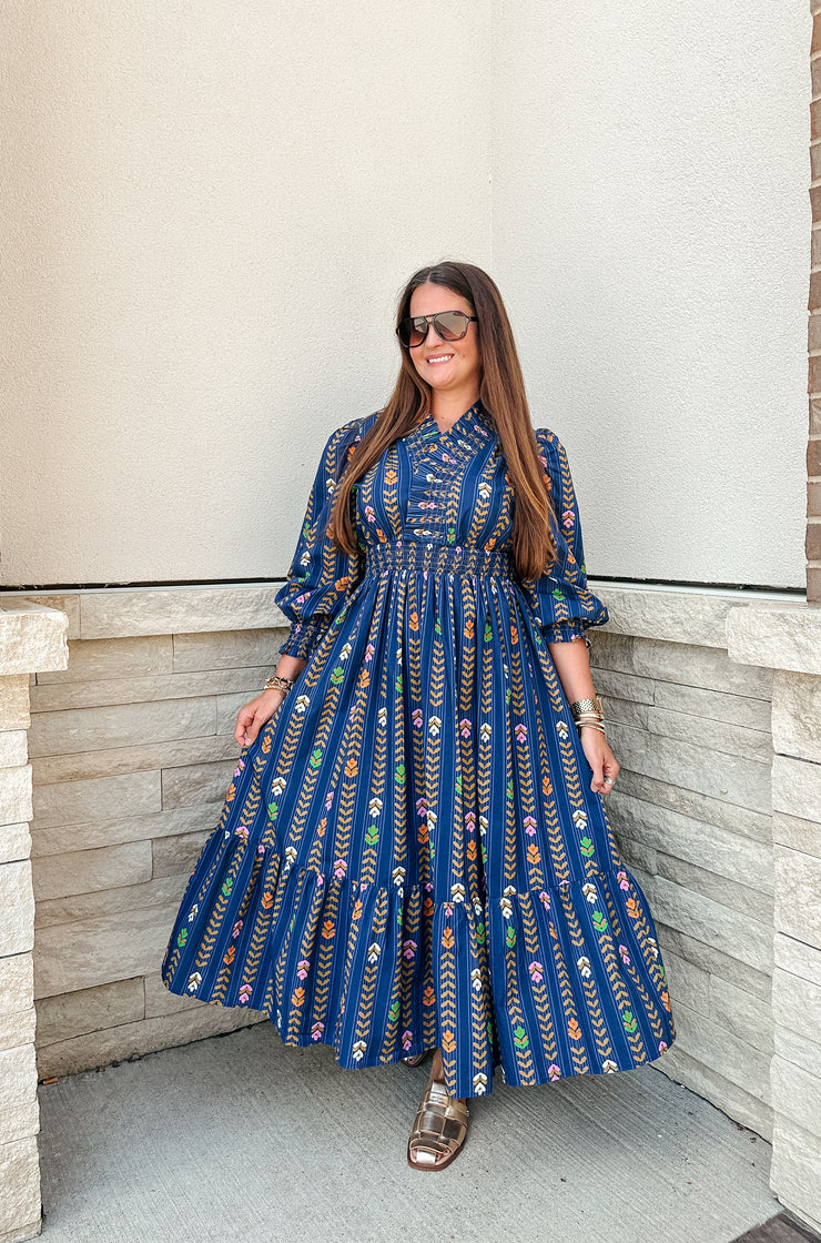 Midnight  Floral Printed Midi Dress