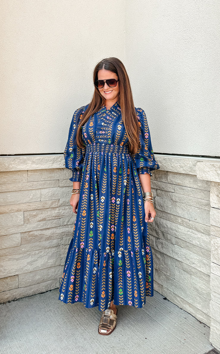 Midnight  Floral Printed Midi Dress