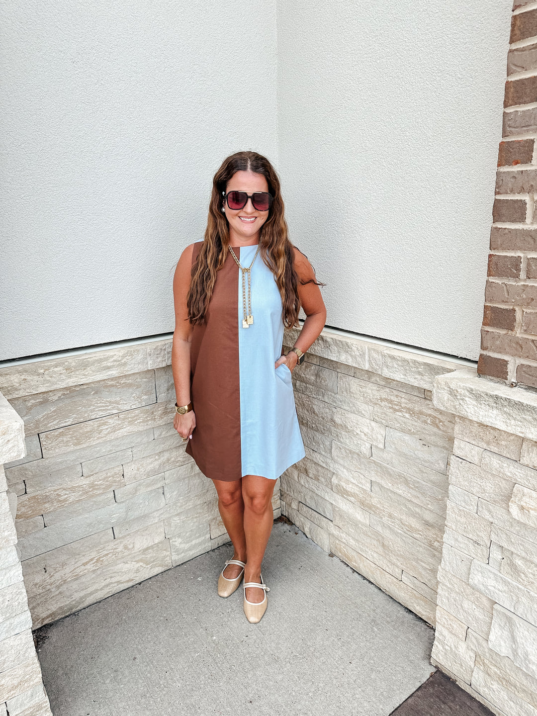 Blue & Brown Dress