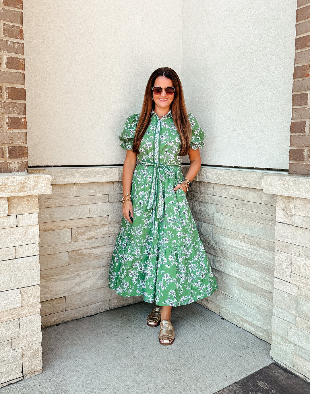 Green floral Maxi Dress