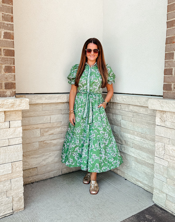 Green floral Maxi Dress