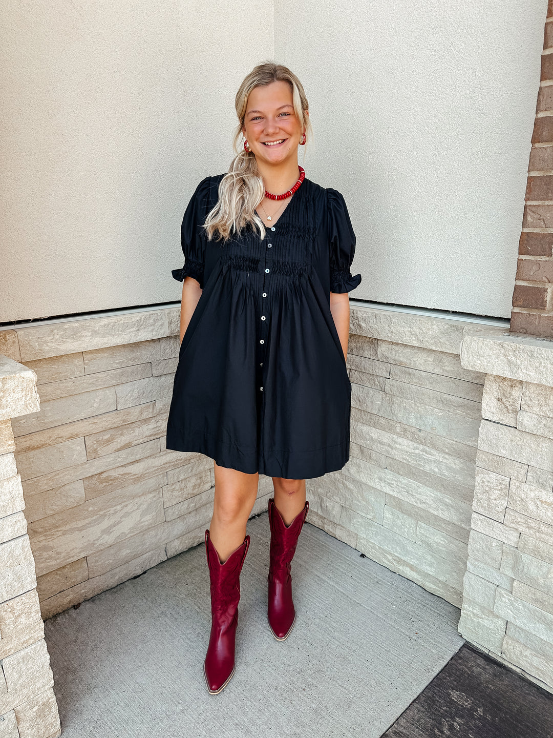Little Black Button Down Dress