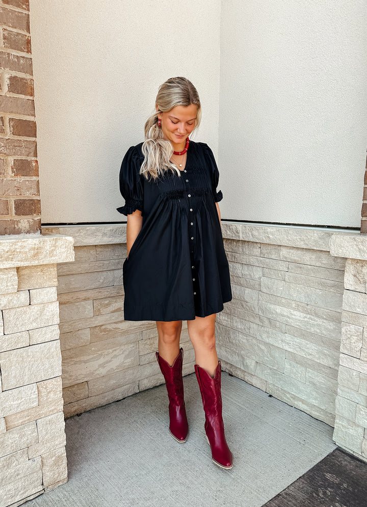 Little Black Button Down Dress