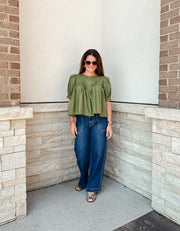 Pretty Pleats Olive Top