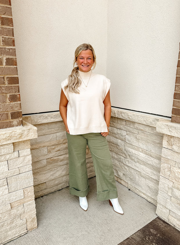 Mock Neck Sweater: Oatmeal