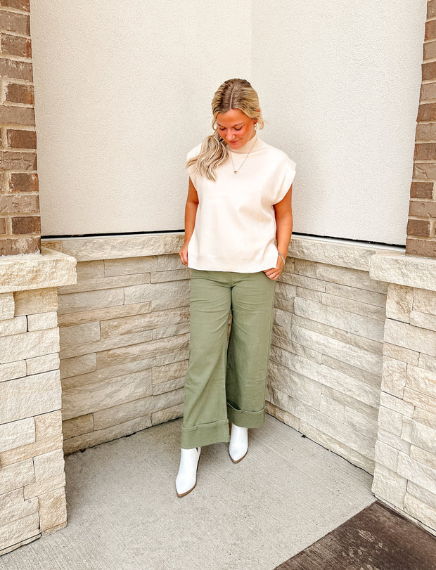 Mock Neck Sweater: Oatmeal