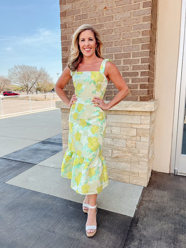 Heidi Jacquard Floral Midi Dress