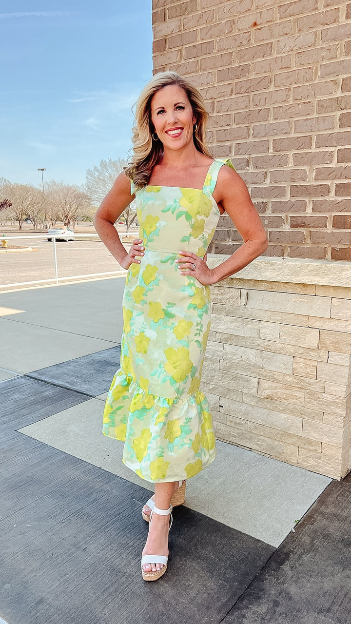 Heidi Jacquard Floral Midi Dress