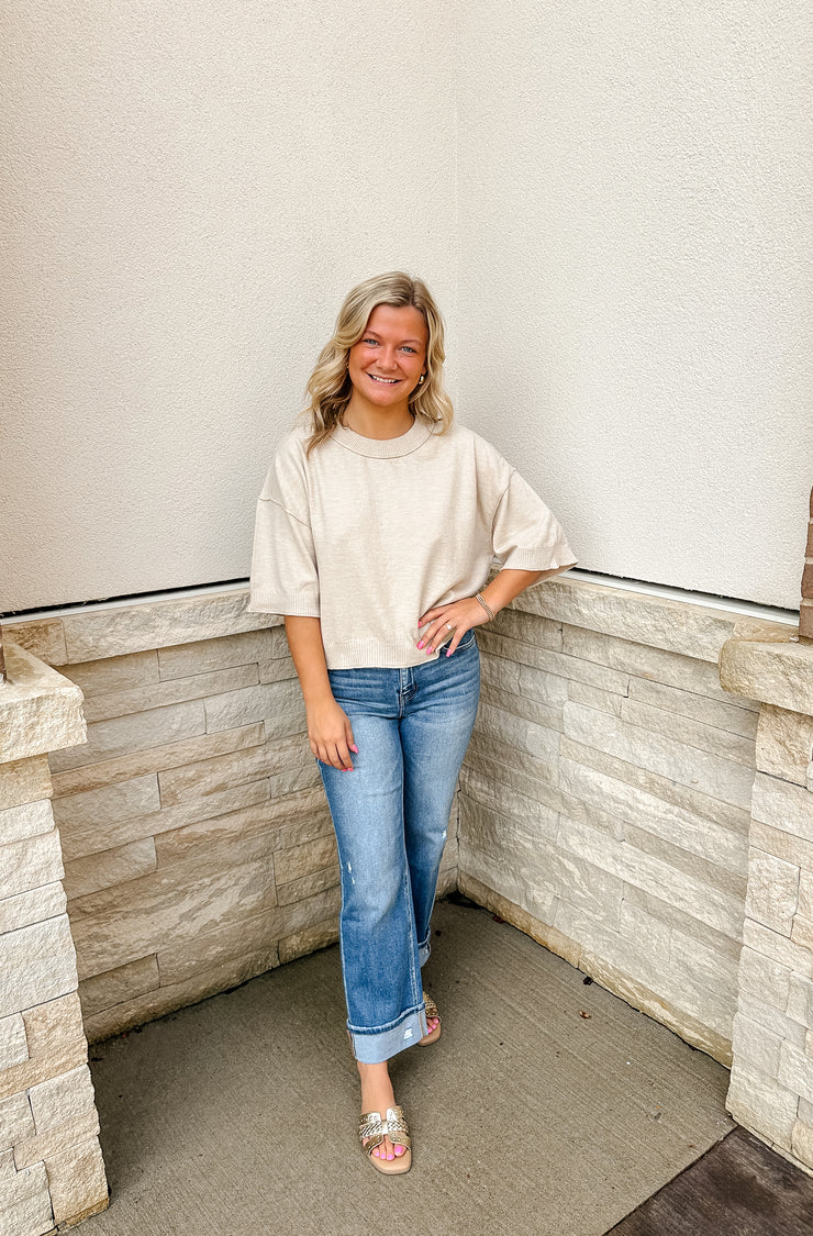 Your Favorite Knit Sweater Top: Oatmeal