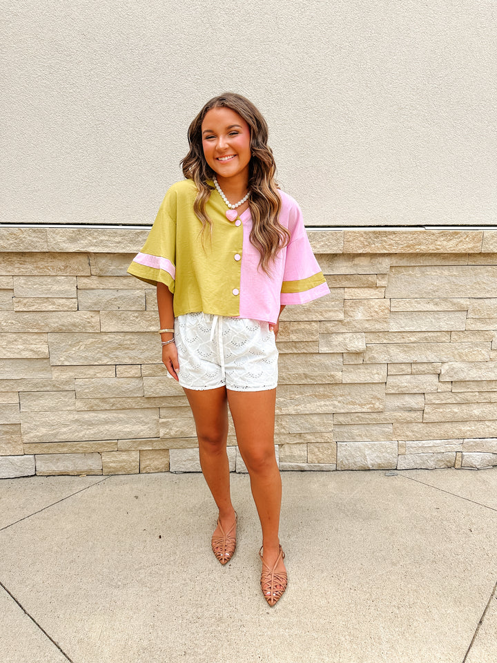 Color Block Top: Kiwi