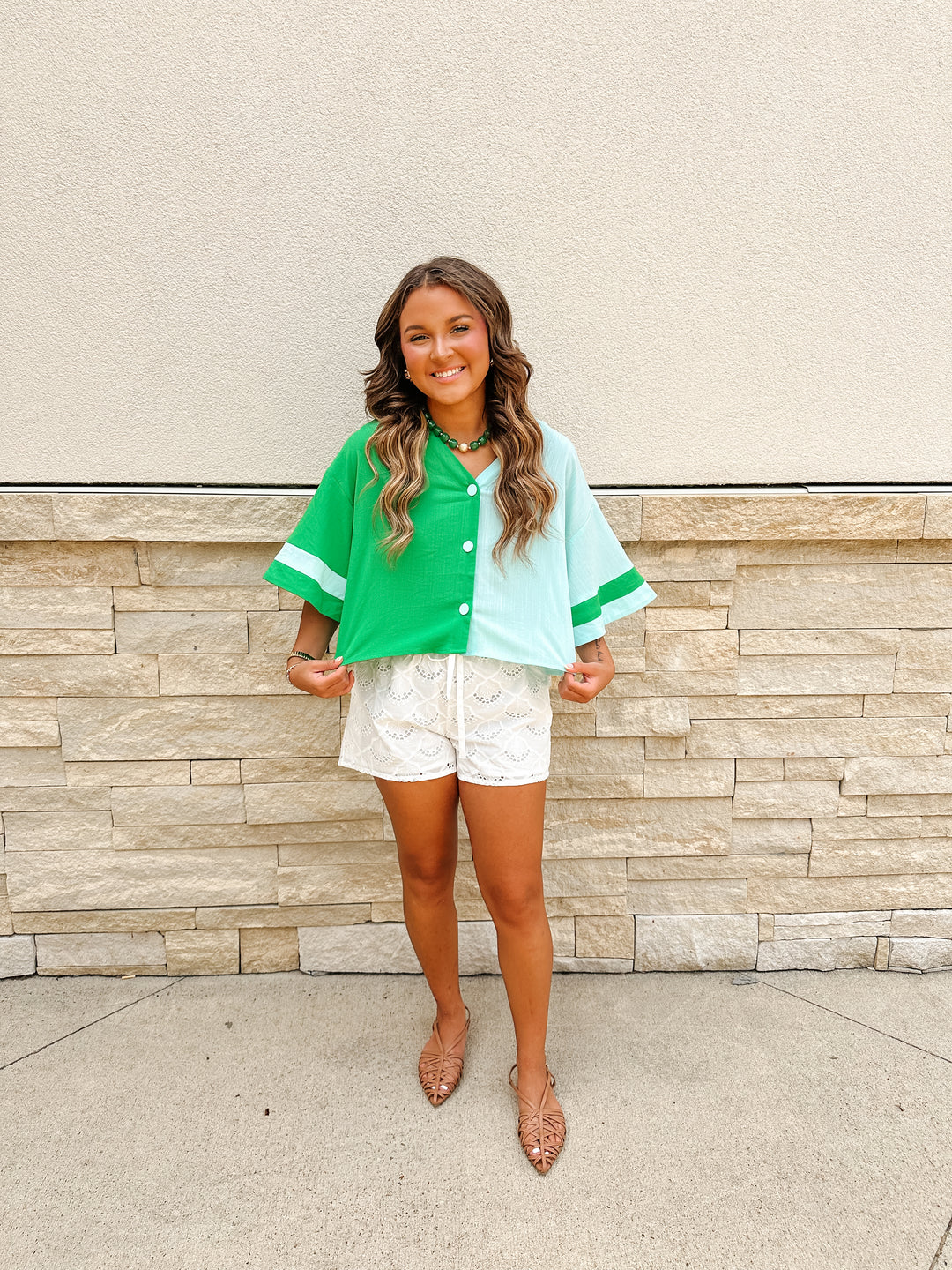 Color Block Top: Green