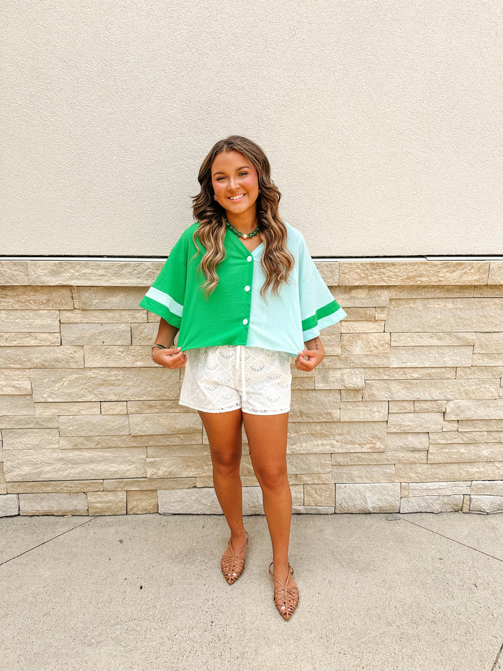 Color Block Top: Green