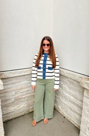 Striped Denim Trim Jacket