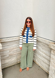 Striped Denim Trim Jacket