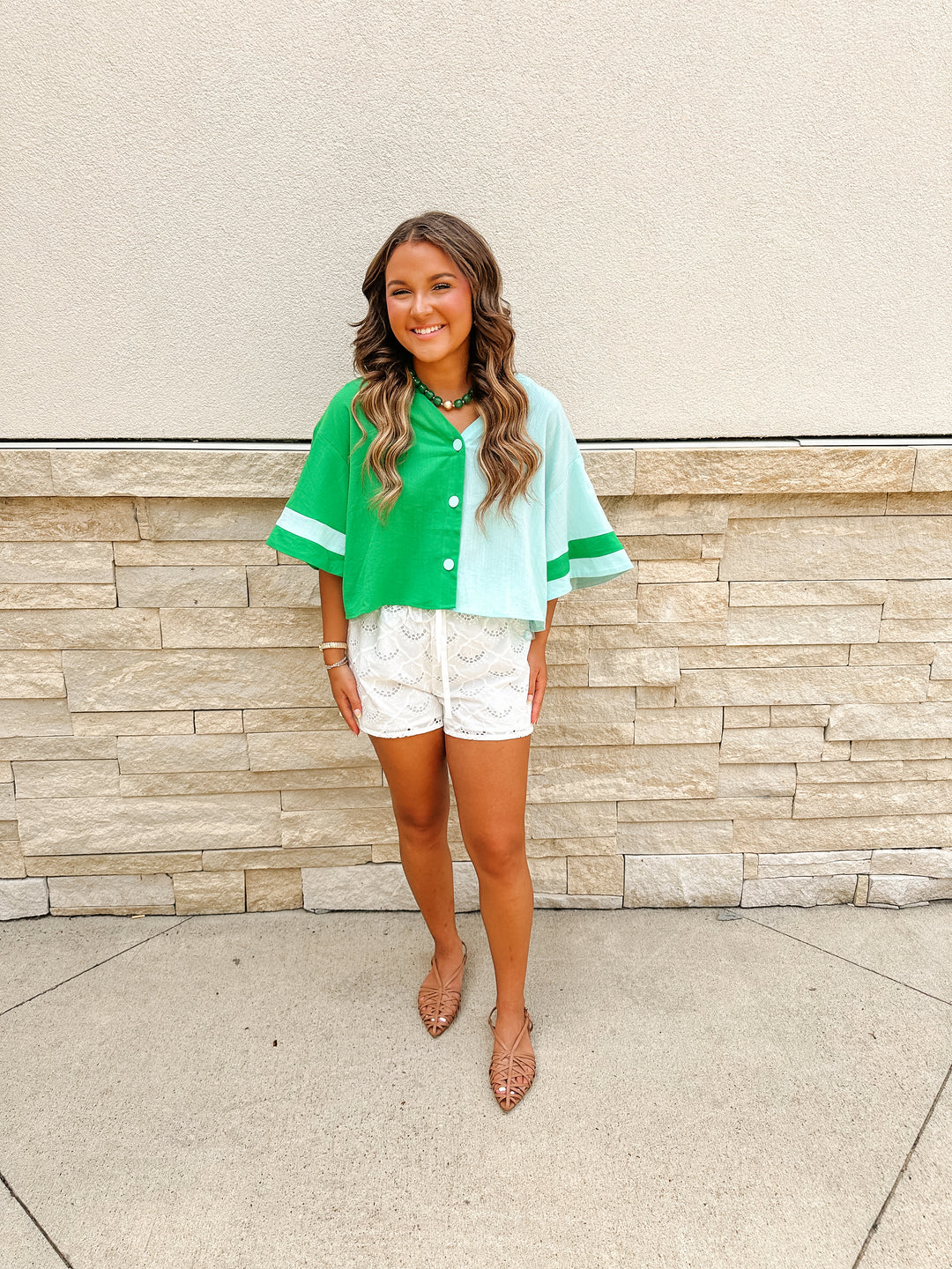 Color Block Top: Green