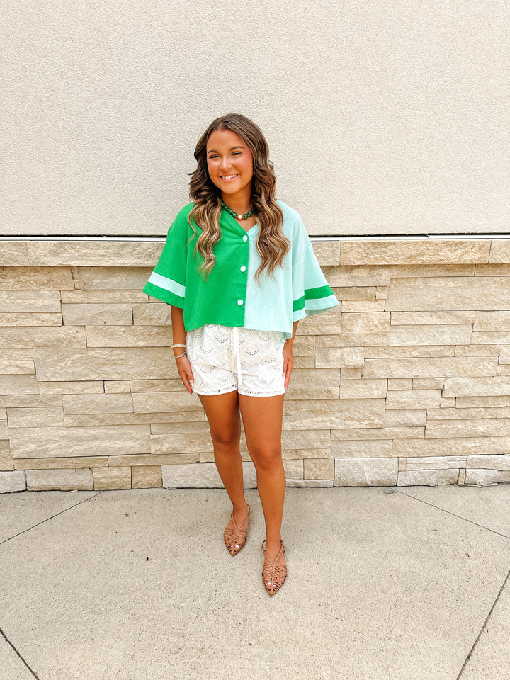 Color Block Top: Green